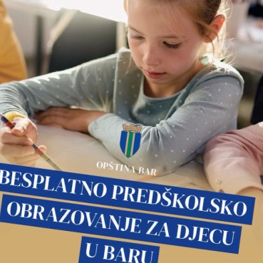 Opština Bar: Besplatno predškolsko obrazovanje za svu djecu