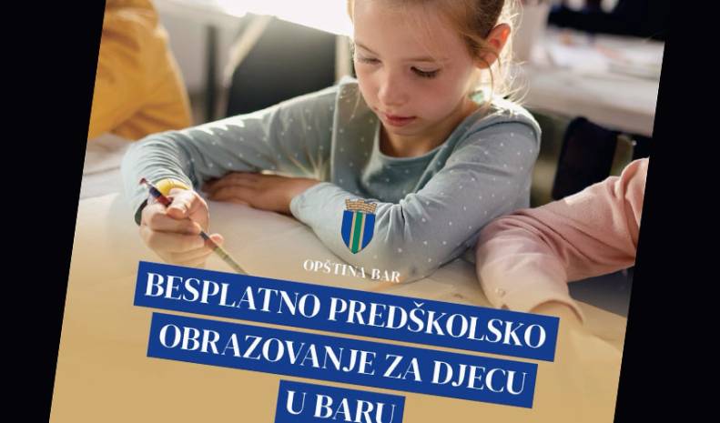 Opština Bar: Besplatno predškolsko obrazovanje za svu djecu