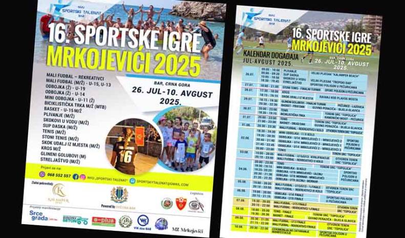“16.Sportske igre Mrkojevići 2025” krajem jula!
